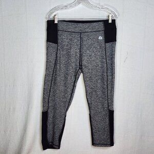 RBX Active Black Grey Heather Poly Span Mesh Leg Vent Stretch Yoga Capri Pant XL
